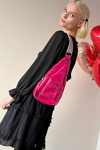 Rose Tear Drop Shape Pu Leather Sling Bags Aztec Strap
