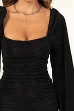 Black Exceptional Aura Ruched Mini Dress