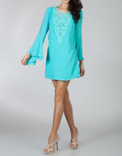 Bell Sleeve Dress With Embroidery Cut