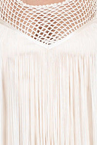 Ombre Fringe Crochet Yoke Dress