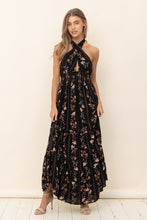 Black Floral Maxi Dress With Ruffle Details