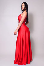 Red Spaghetti Strap V Neck Bodycon Maxi Dress