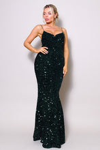 Hunter Green Just Like Marilyn Teddy Velvet Sequins Maxi Dress