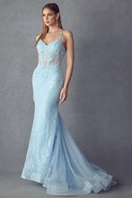Baby Blue Embellished Lace Mermaid Dress