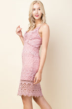 Pink Lace Sling Mid Dress