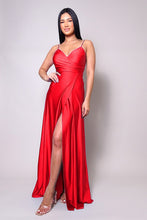 Red Spaghetti Strap V Neck Bodycon Maxi Dress