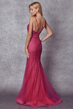 Petunia Glitter Mesh Fitted Evening Prom Gown