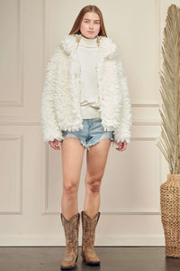 Off White Faux Fur Jacket