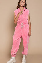 Neon Pink Designed In Corduroy Sleeveless Bodysuit