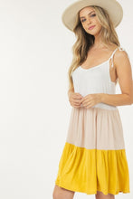 Taupe Sleeveless Color Block Dress