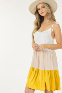 Taupe Sleeveless Color Block Dress