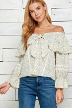 Ivory Floral Print Tie Detailed Off Shoulder Top