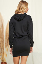 Black Solid Hoodie Midi Dress