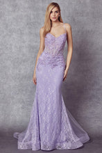 Light Purple Embellished Lace Mermaid Dress