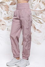 Mauve Wide Smocking Waist Band Active Parachute Jogger