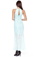 White on Light Blue Full Lace Long Dress
