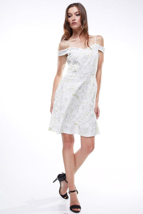 Open Shoulder Printed Flower Summer Dress