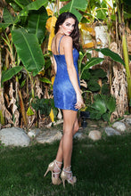 Sparking Blue Ruffle Tube Dress
