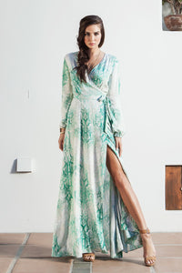 Overlap Long Sleeve Maxi Dress