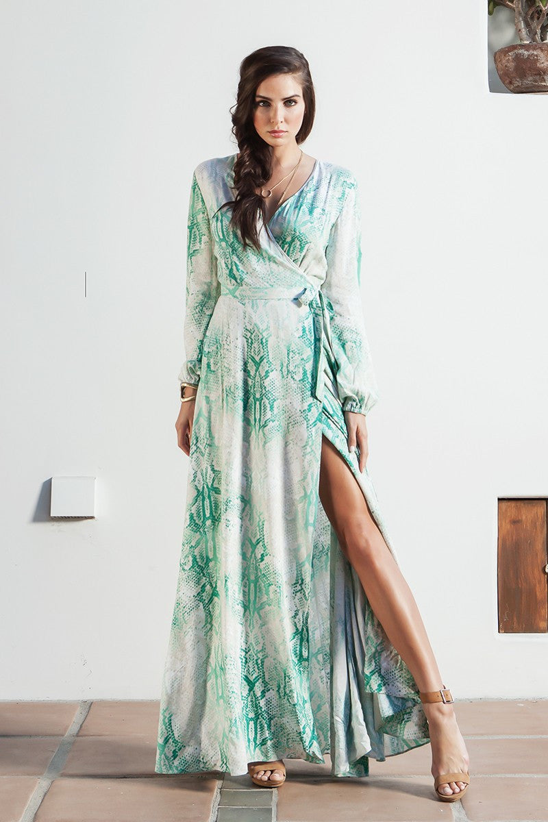 Overlap Long Sleeve Maxi Dress