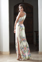 Symmetrical Flower Printed Long Dress
