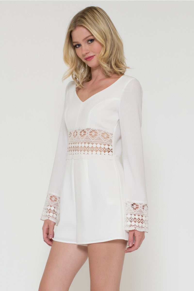 Long Sleeve Double Crepe Romper