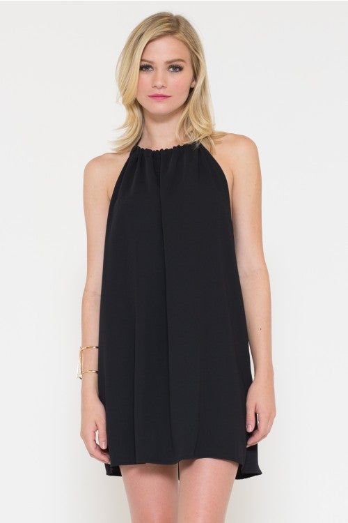 Double Twill Halter Neck Dress